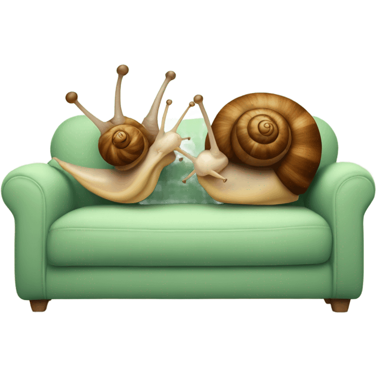 Two snails sitting on a couch  emoji