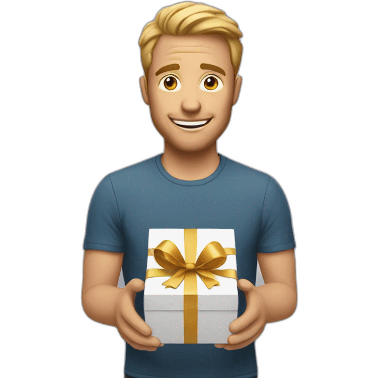 white man opening gift emoji