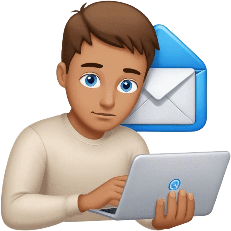 Men with blue eyes whos repair a Email account  emoji