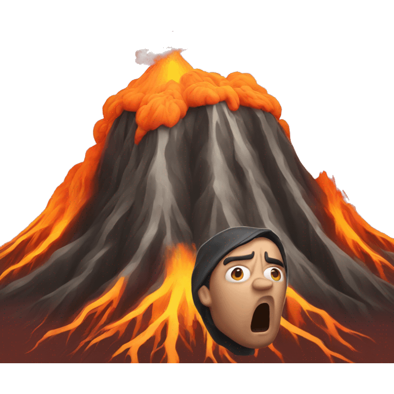 Shocked man with volcano head emoji