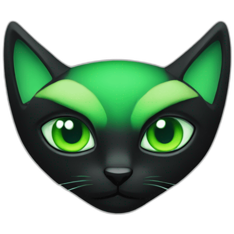 chat noir yeux vert légèrement enrobé emoji