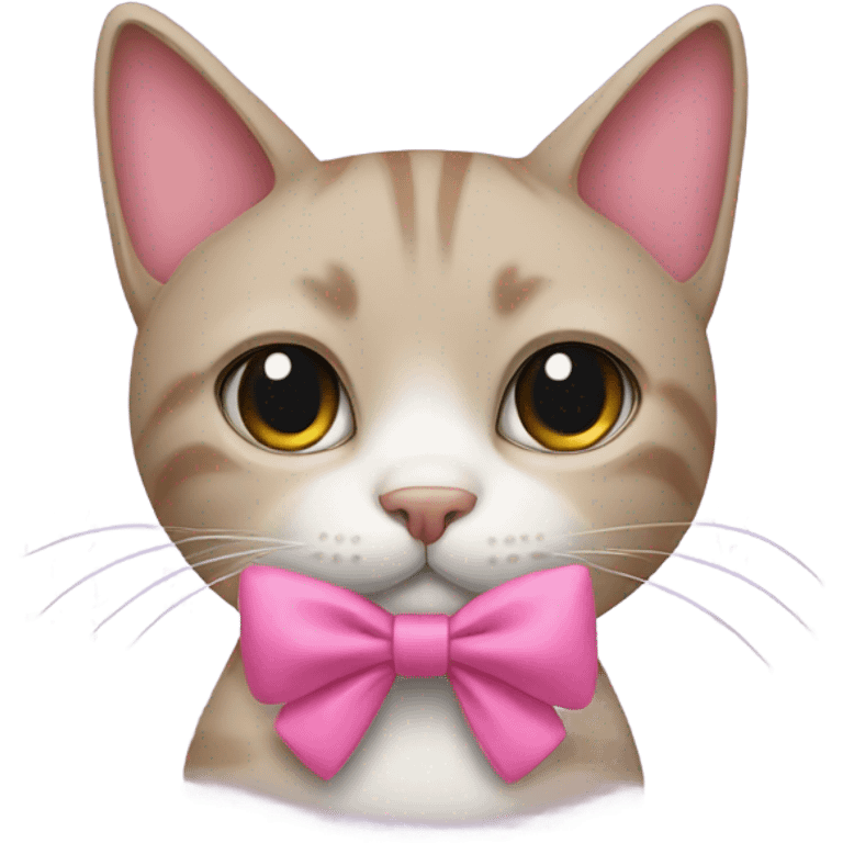 Cat with a pink bow on its neck  emoji