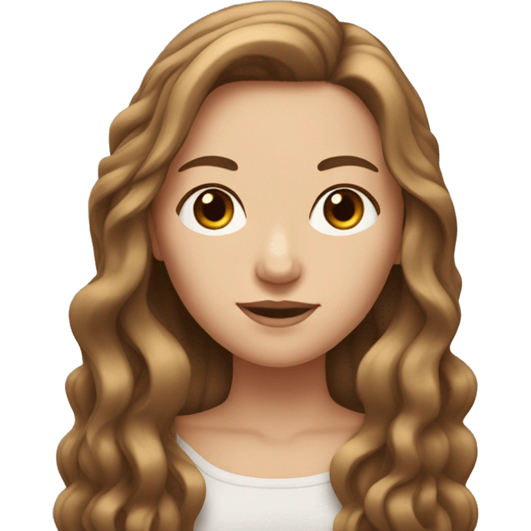 white girl with long brown side part hair emoji