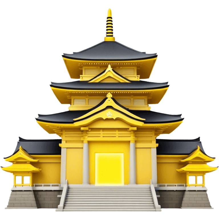 Japan Temple with yellow glowing entrance without background emoji