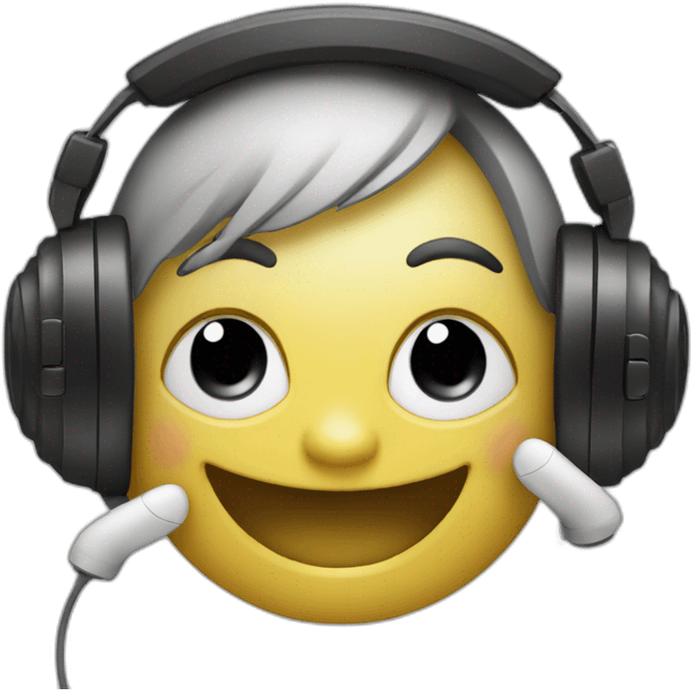 Emoji with headphones enjoys music emoji