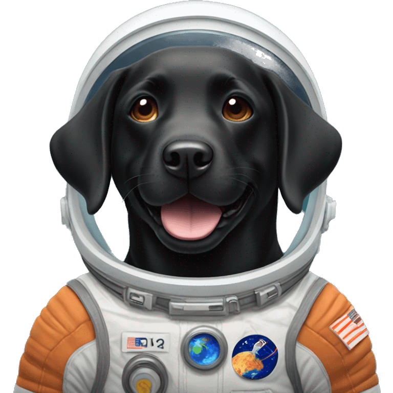 happy black labrador in Mars spacesuit emoji