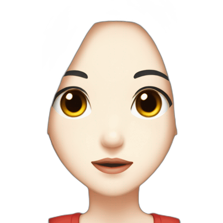 root like horn,black hair,girl,red eyes,manga emoji