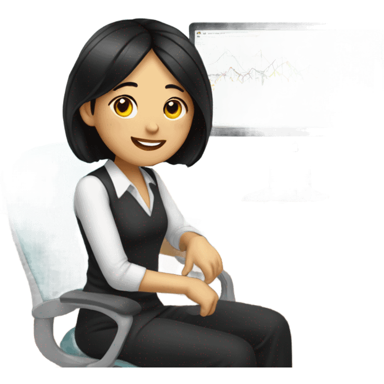 Asian woman, black hair, bright personality, likes computers and statistics. emoji