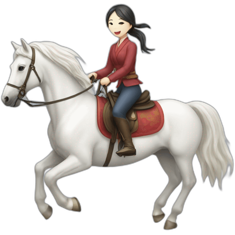 white horse riding japanese girl emoji