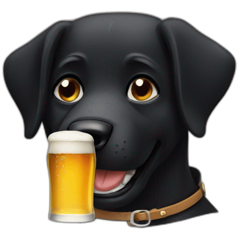 Black dog drinking beer emoji