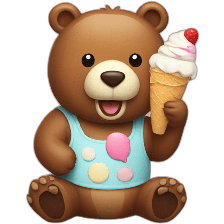 bear eating an ice cream emoji