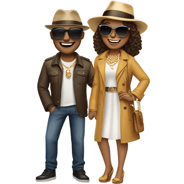 smiling couple with accessories emoji