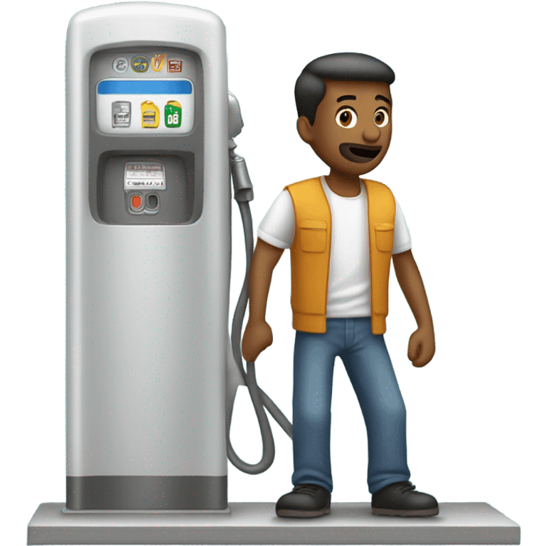 man putting gas in car at gas pump emoji