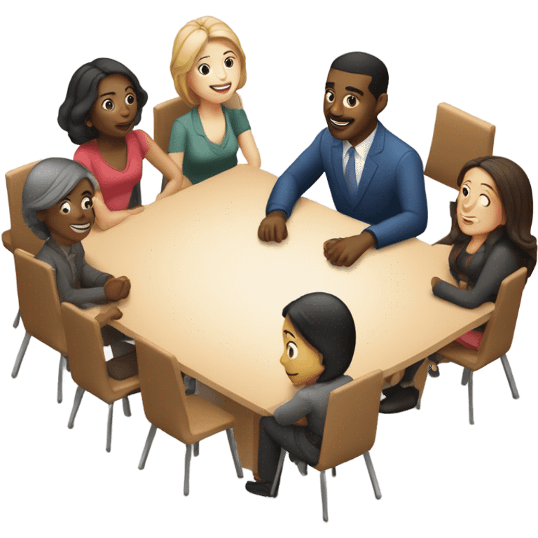 group sitting at a table emoji