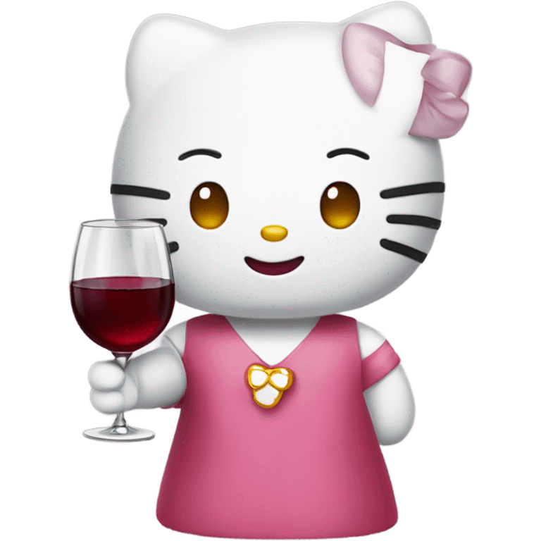 Hello Kitty drinking red wine emoji