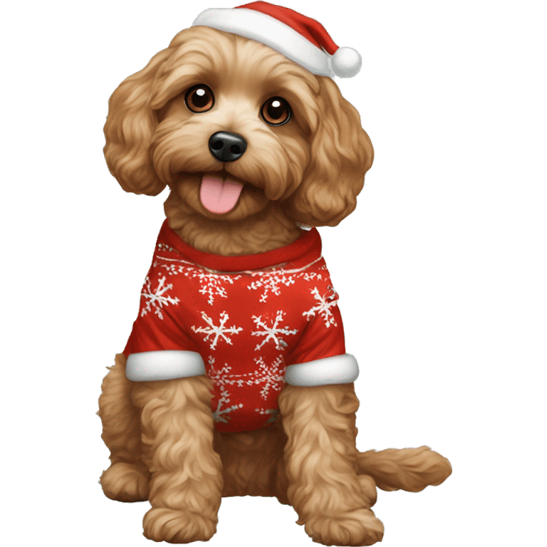 Cavapoo in a Christmas shirt emoji