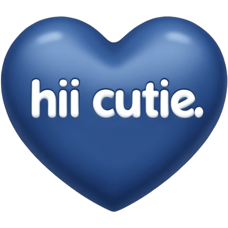 Dark Blue heart with the words Hi Cutie! in the middle  emoji