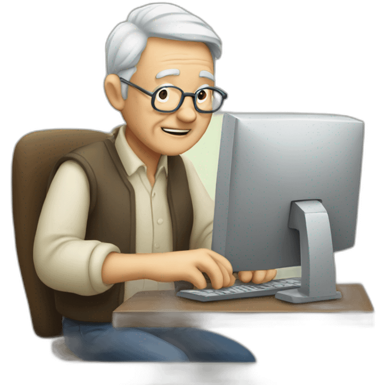 old man working on the computer emoji