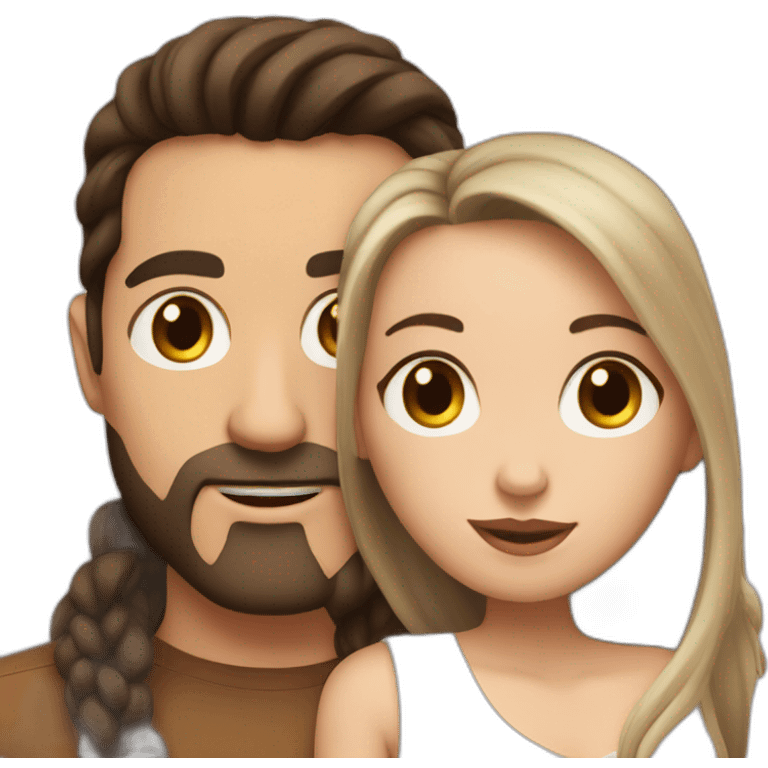 White Man with dark hair no beard kissing white woman with long brown hair emoji