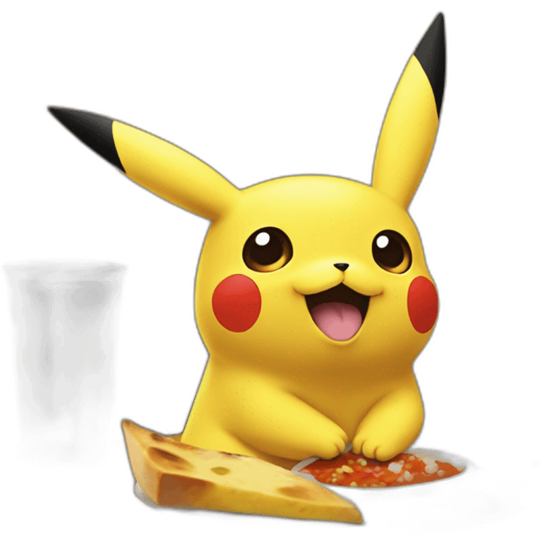 Pikachu qui mange avec dagofeu emoji