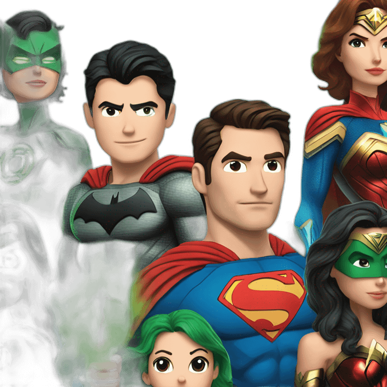 Wonder woman, batman, green lantern, superman flash emoji