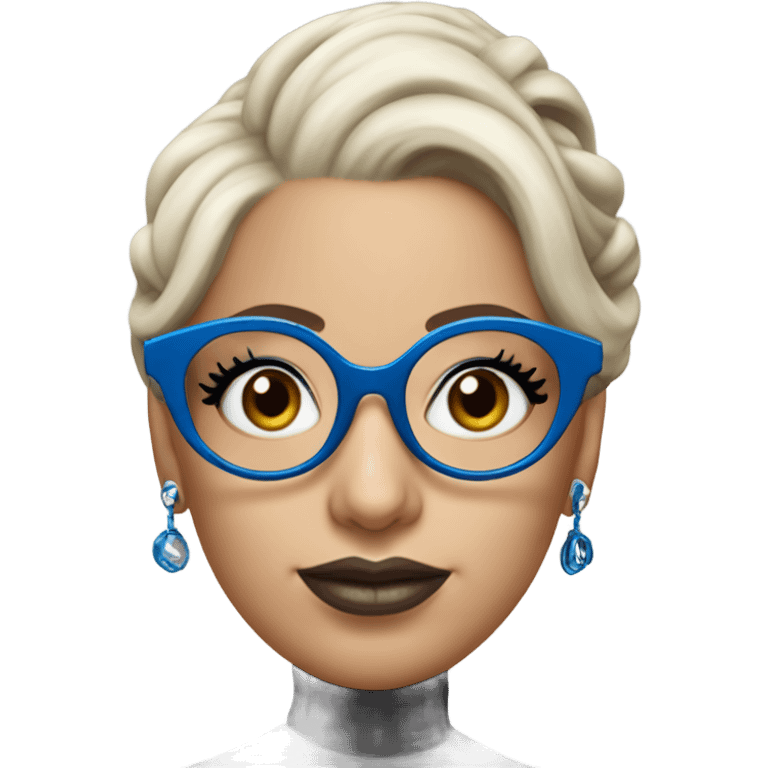 Lady gaga blue eyes black glasses realistic updo holding handbag  emoji