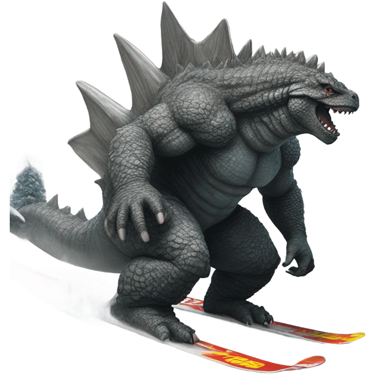 Skiing Godzilla emoji