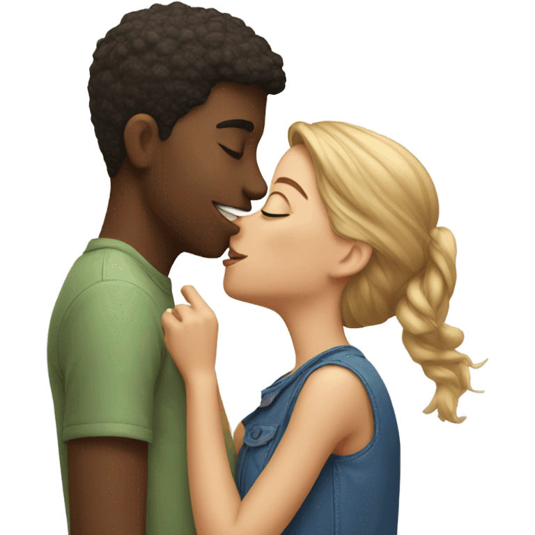 Boy kissing girl on the cheek  emoji