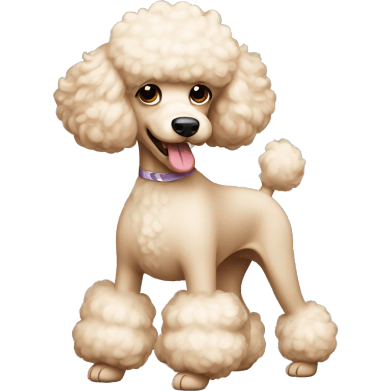 Poodle, cream, light brown ears, dancing  emoji