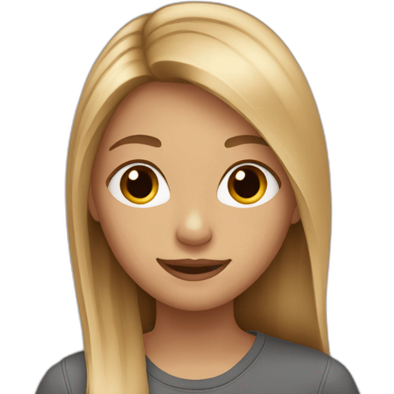 Teenager girl long light Brown and blonde hair emoji