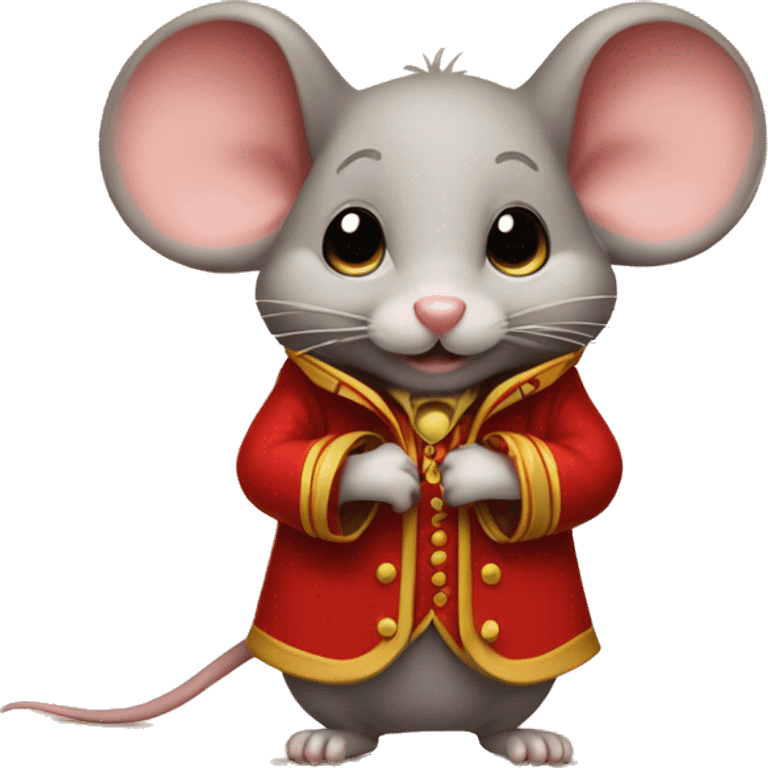 little tan mouse in red circus coat emoji