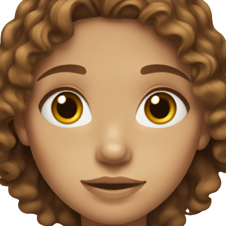 Girl with wavy brown hair, light skin and freckles, and blue-green eyes emoji