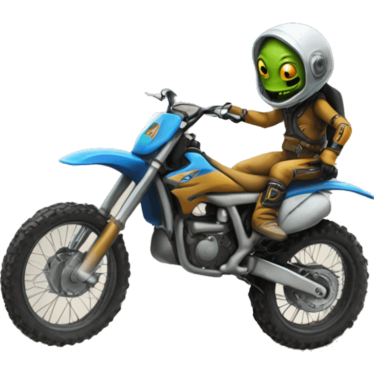 dirt bike with an alien emoji