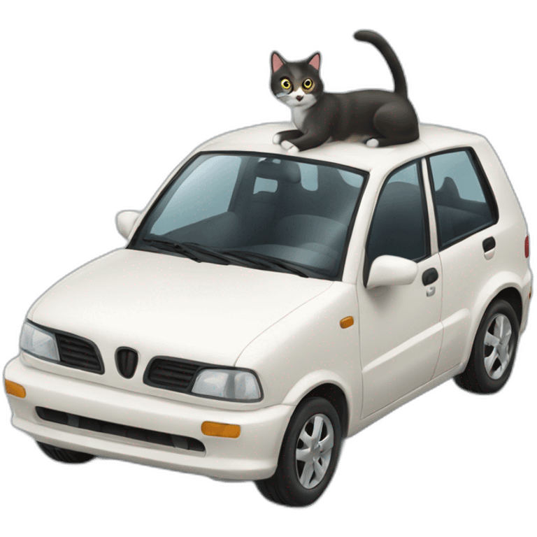 Voiture sur un chat emoji