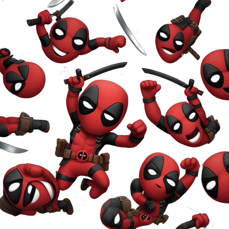 cute DeadPool emote laughing out loud and holding his belly, you can also see the katanas on his back emoji