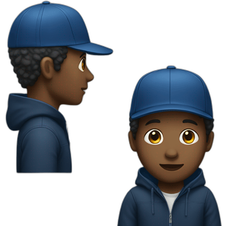 Black person with dark-blue cap and dark blue jacket  emoji