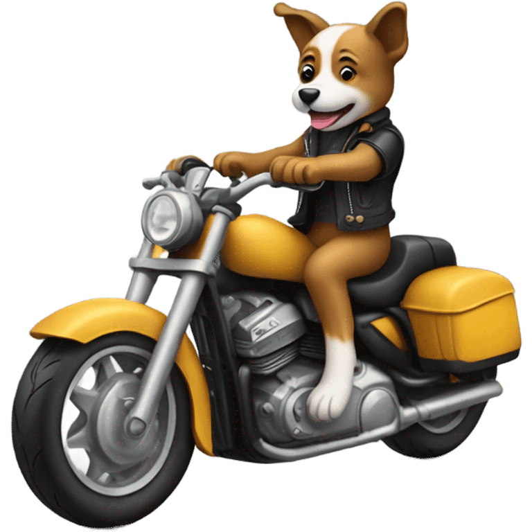 Dog riding on motorcycle emoji