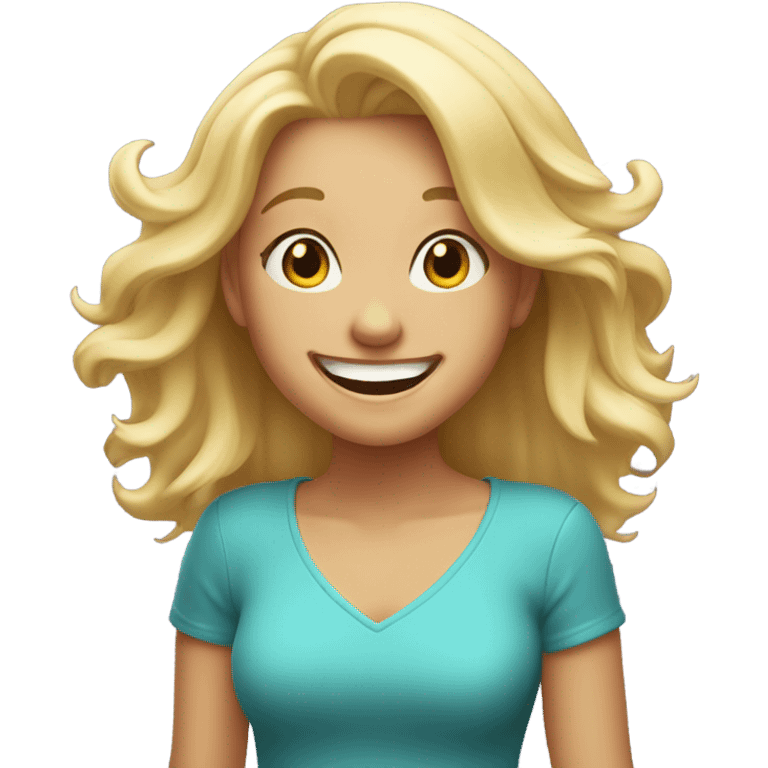 Blonde girl laughing  emoji