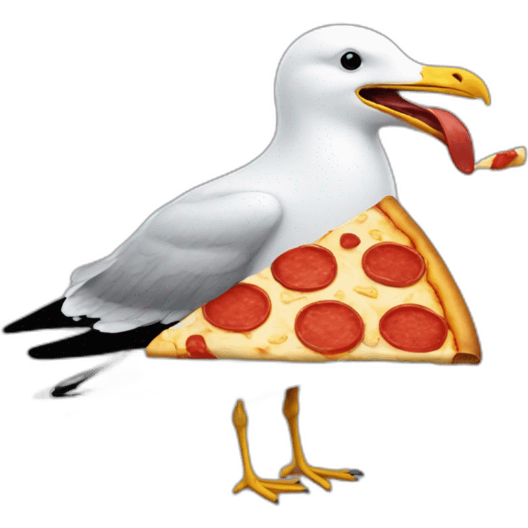 seagull holding pizza slice in mouth emoji