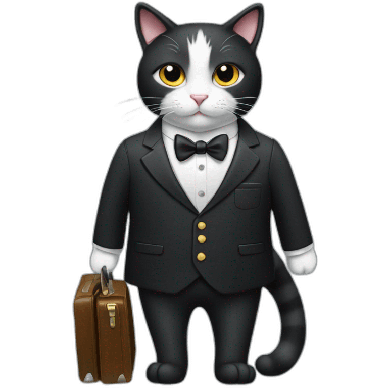 Tuxedo cat in a suit with briefcase emoji