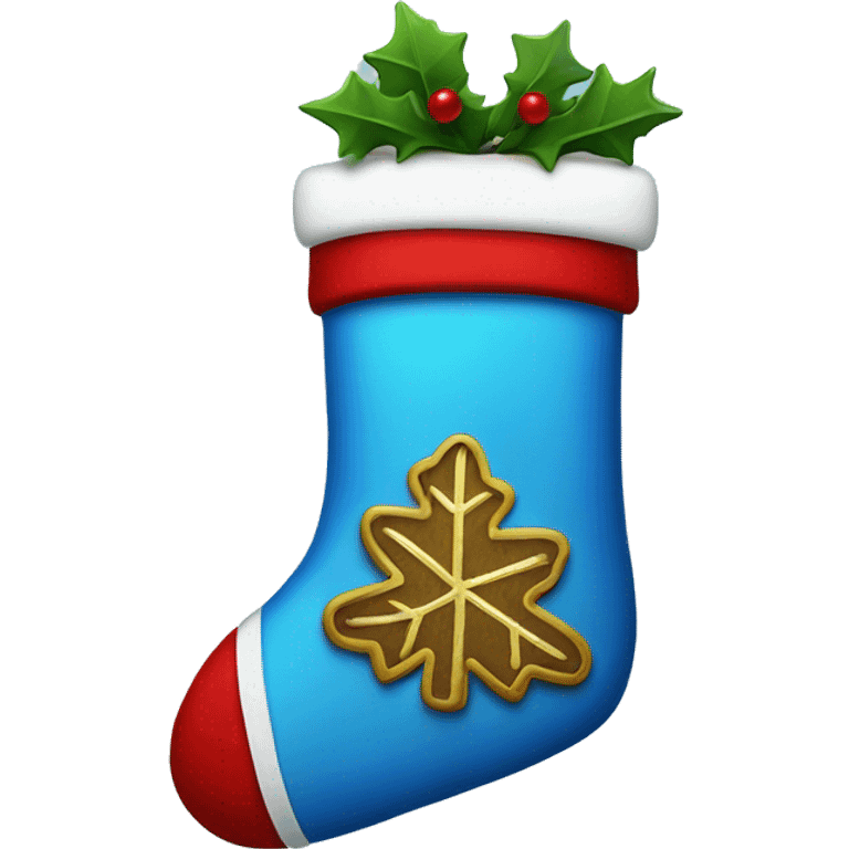 Blue Christmas stocking emoji