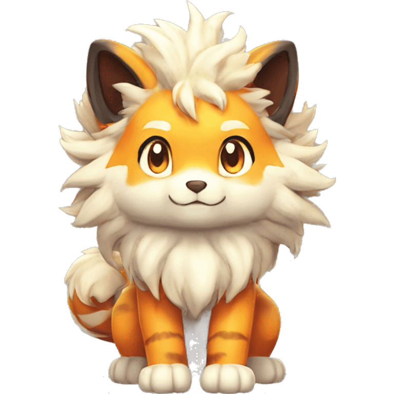 Colorful Shiny Kawaii Cute Tiger-Arcanine—Vulpix-Fakémon-Pokémon full body emoji