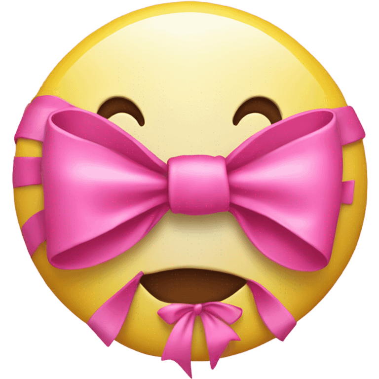 shiny pink bow on yellow emoji  emoji