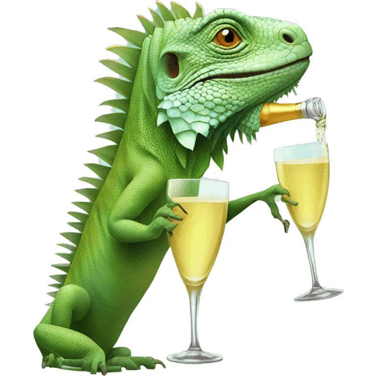 Iguana drinking champagne  emoji