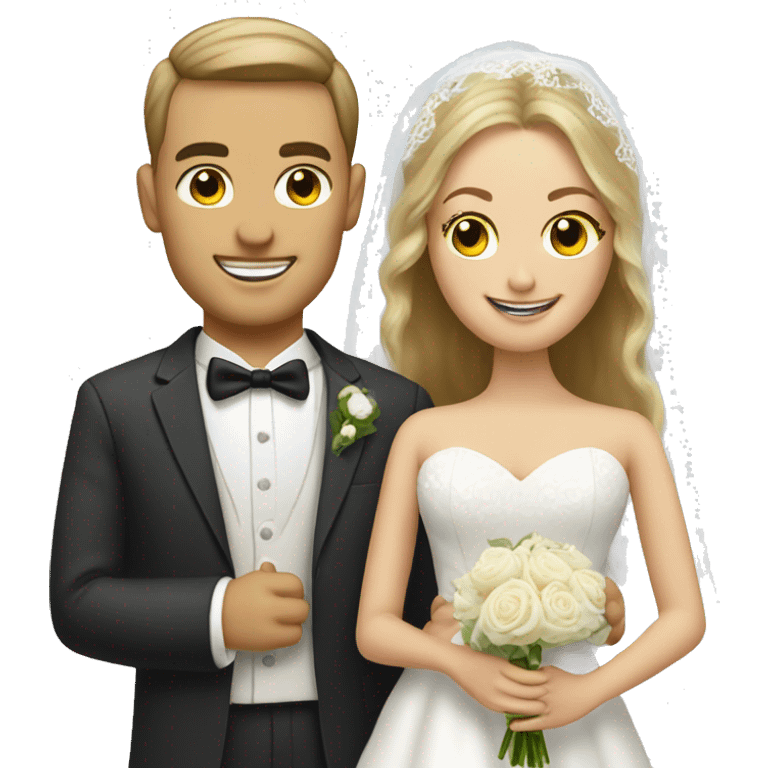 caucasian bride and groom  emoji