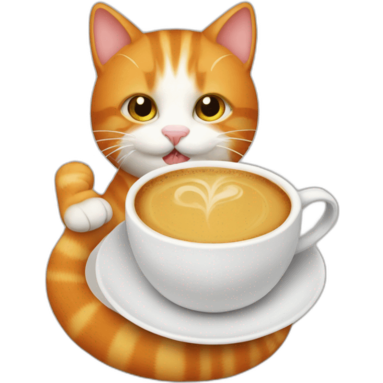 ginger cat drinking coffee emoji