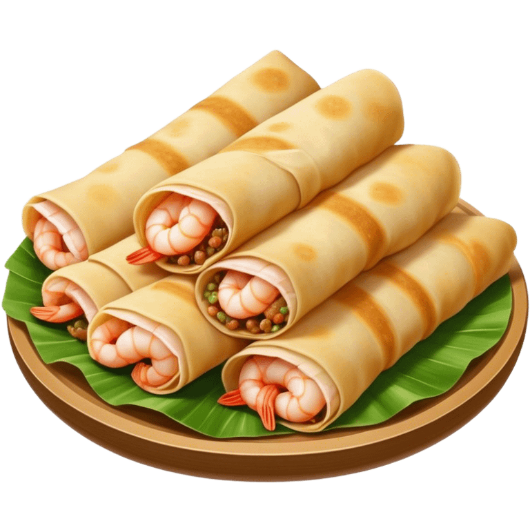 Bánh Xèo Cinematic Realistic Bánh Xèo Dish Emoji, depicted as a crispy, folded crepe filled with shrimp and pork, rendered with dynamic textures and vibrant, appetizing lighting. emoji