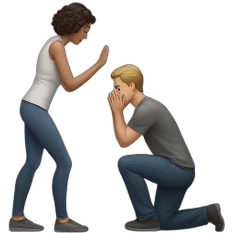 Man kneeling in front of woman emoji