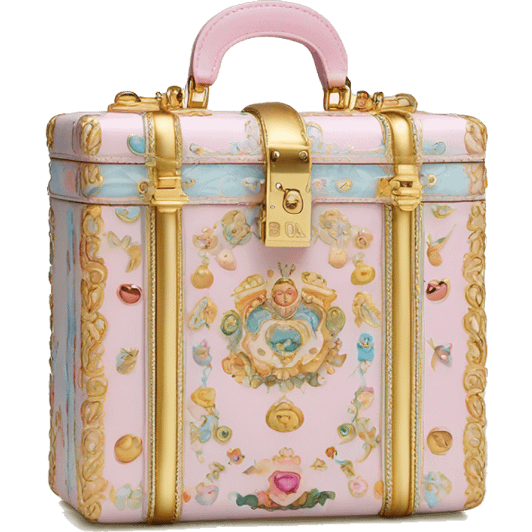 Dolce and Gabbana small box bag with colourful pastel ornament print and golden detais  emoji