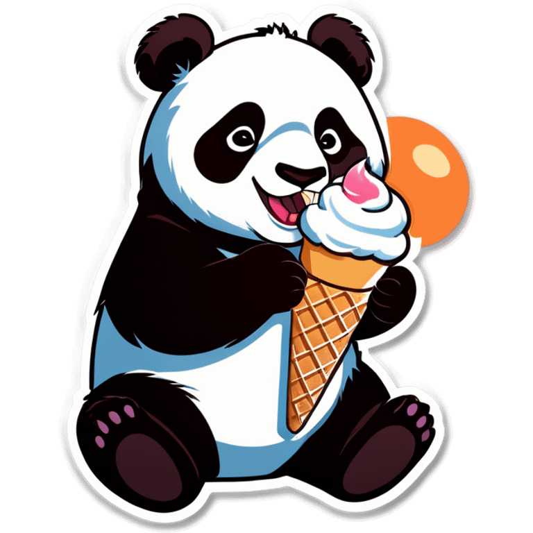 Panda eating ice cream emoji